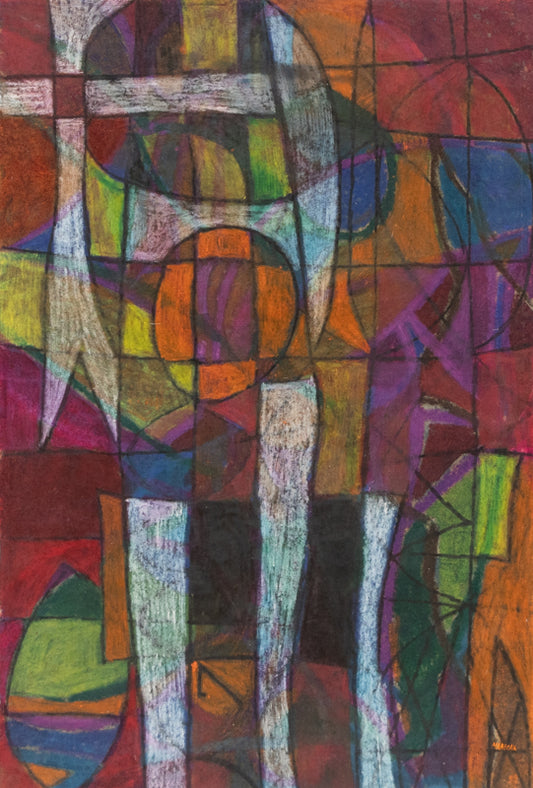 Edward Marecak (1919-1993) artwork for sale. Witches Entrance (Abstract in Red, Violet, Orange, White, and Black), Drawing, 1960, Denver, Colorado, Art Gallery)