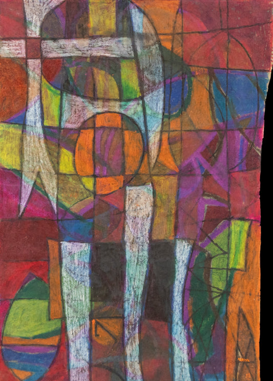 Witches Entrance (Abstract in Red, Violet, Orange, White, and Black), Drawing, 1960