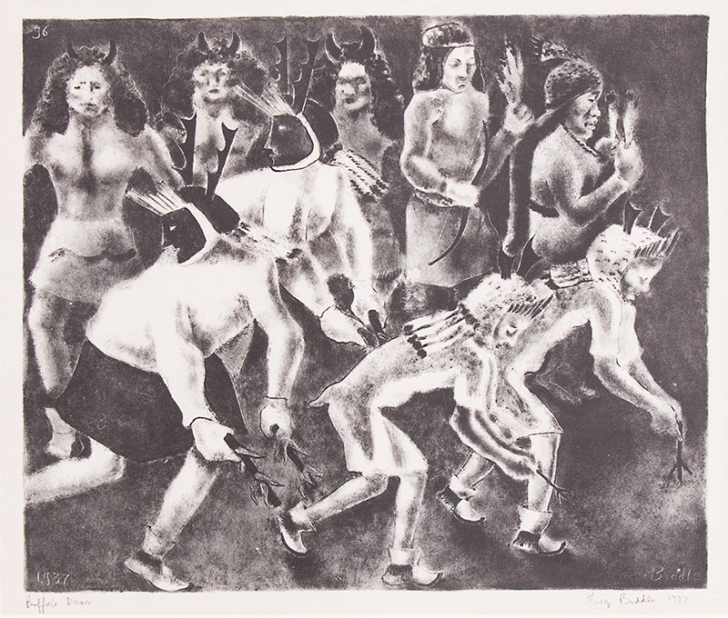 George Biddle (1885-1973) artwork for sale. Buffalo Dance (Native American Procession), Print, 1937, Denver, Colorado, Art Gallery)