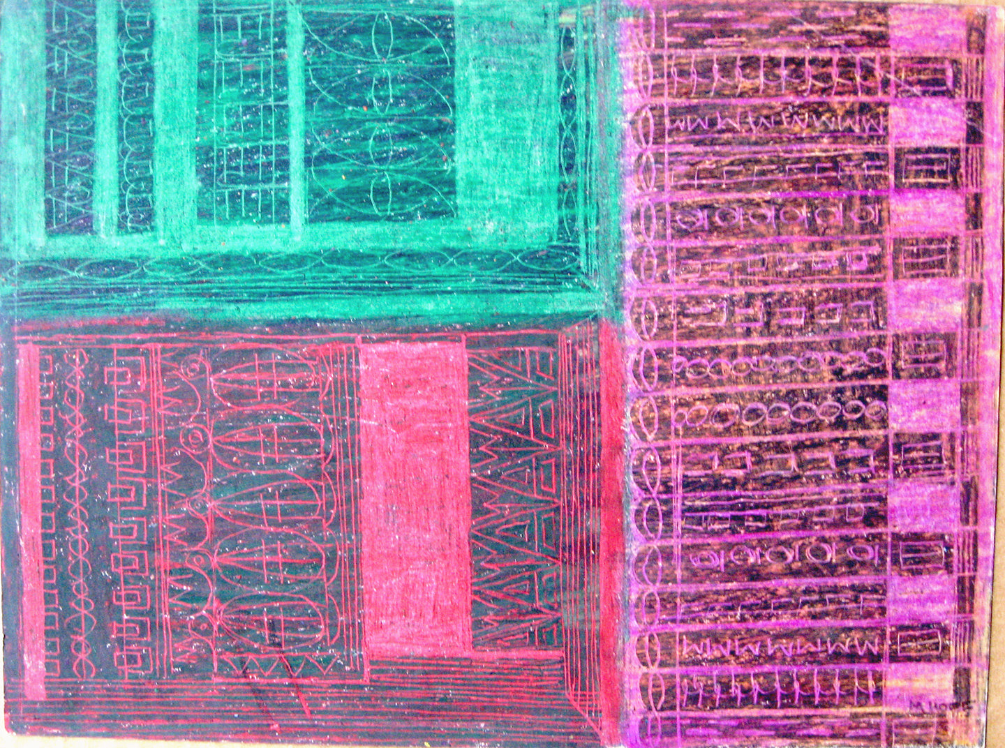 Bookshop (Abstract in Teal, Pink, Purple), Drawing