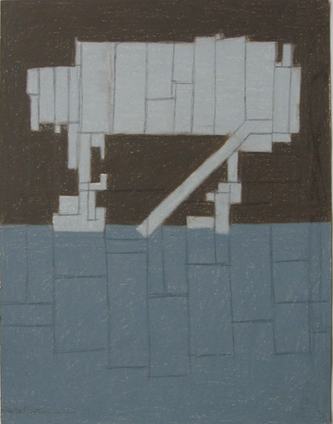 Untitled (Structure on Blue Field), Drawing