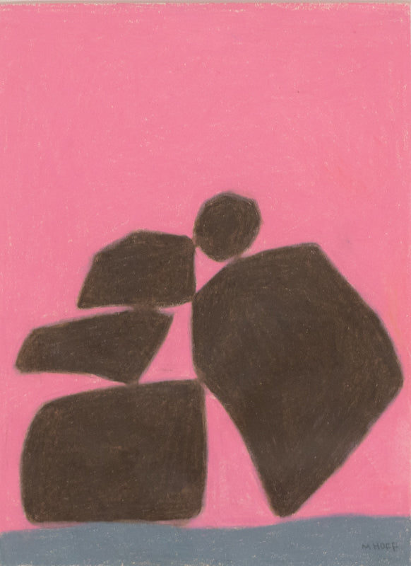 Margo Hoff, Untitled (Stacked Stones Series), colored pencil and conte crayon on paper Drawing
