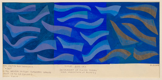 Bird Sky (Movement of Flying Forms over Variation of Blues), Painting