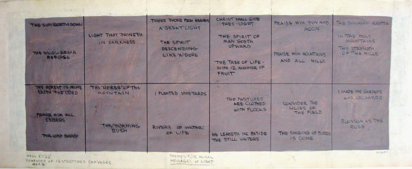 Message of Light, Themes for Mural, Drawing