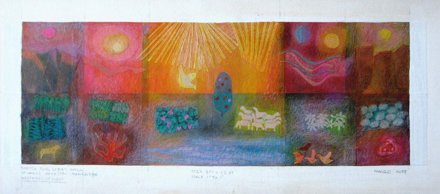 Message of Light, sketch for lobby wall, St. Mary's Hospital - Kankakee, Painting