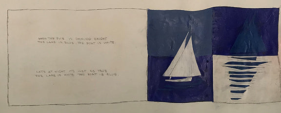 Untitled (The Lake is Blue and the Boat is White…), Painting