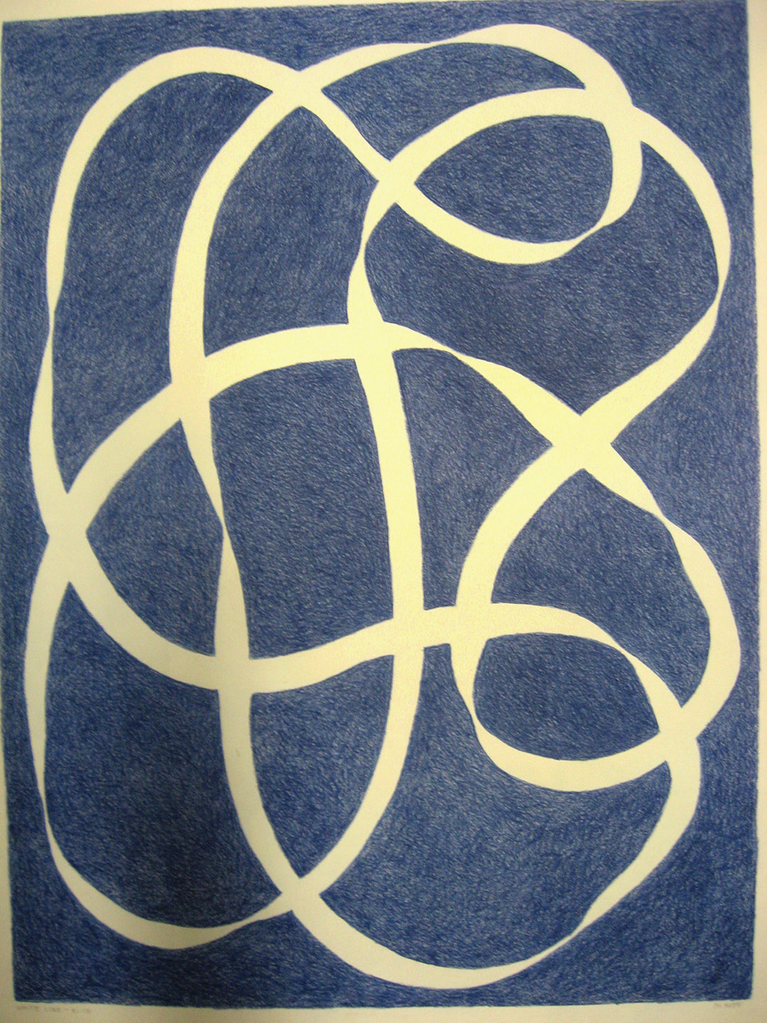 White Line- Blue (Original Crayon Drawing), Drawing