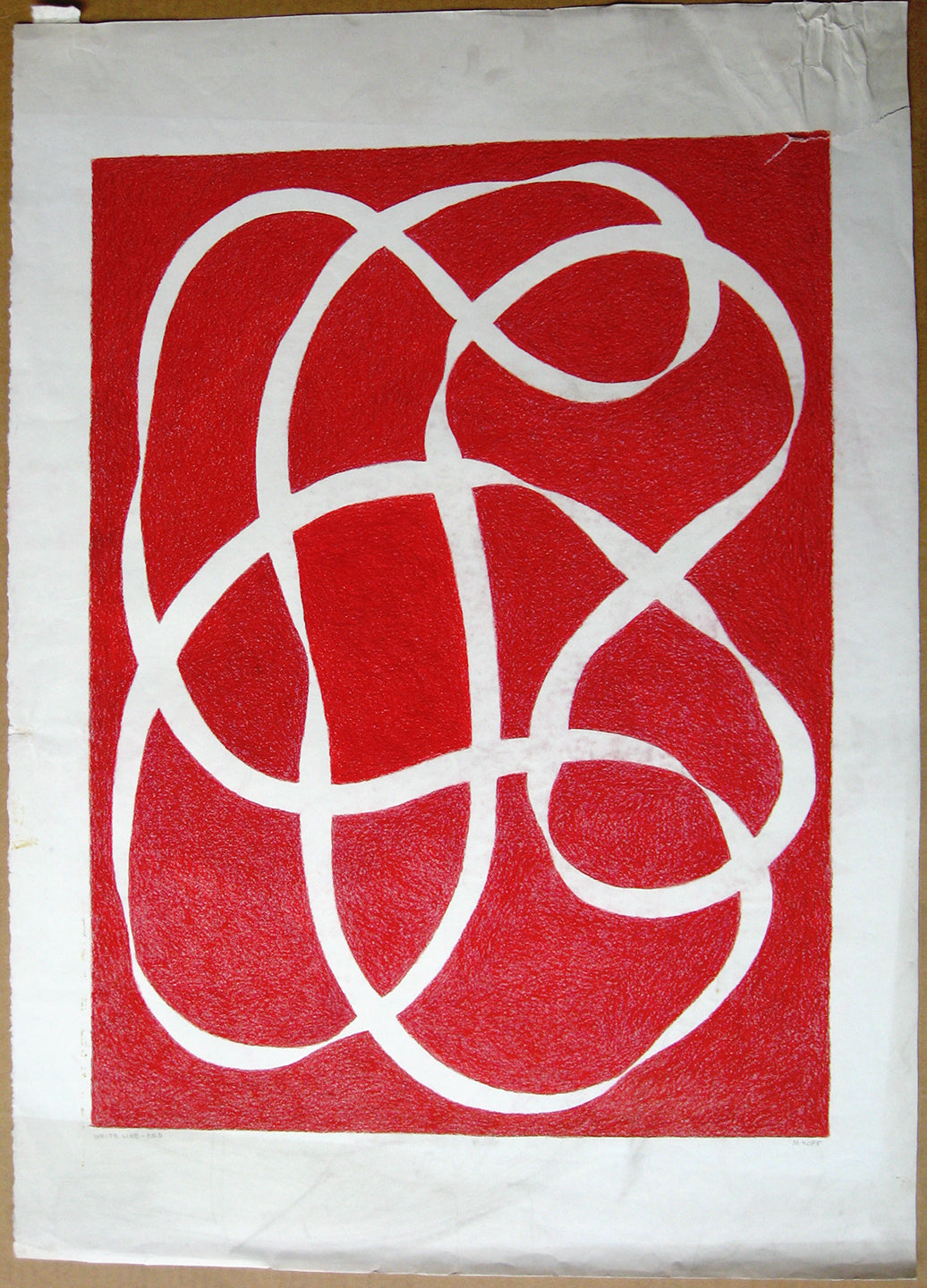 White Line- Red (Original Crayon Drawing), Drawing