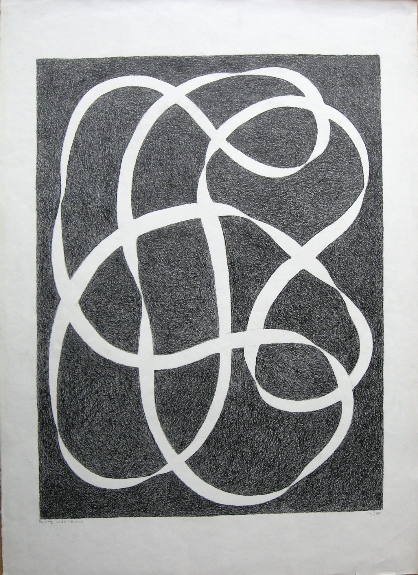 White Line - Black (Original Crayon Drawing), Drawing