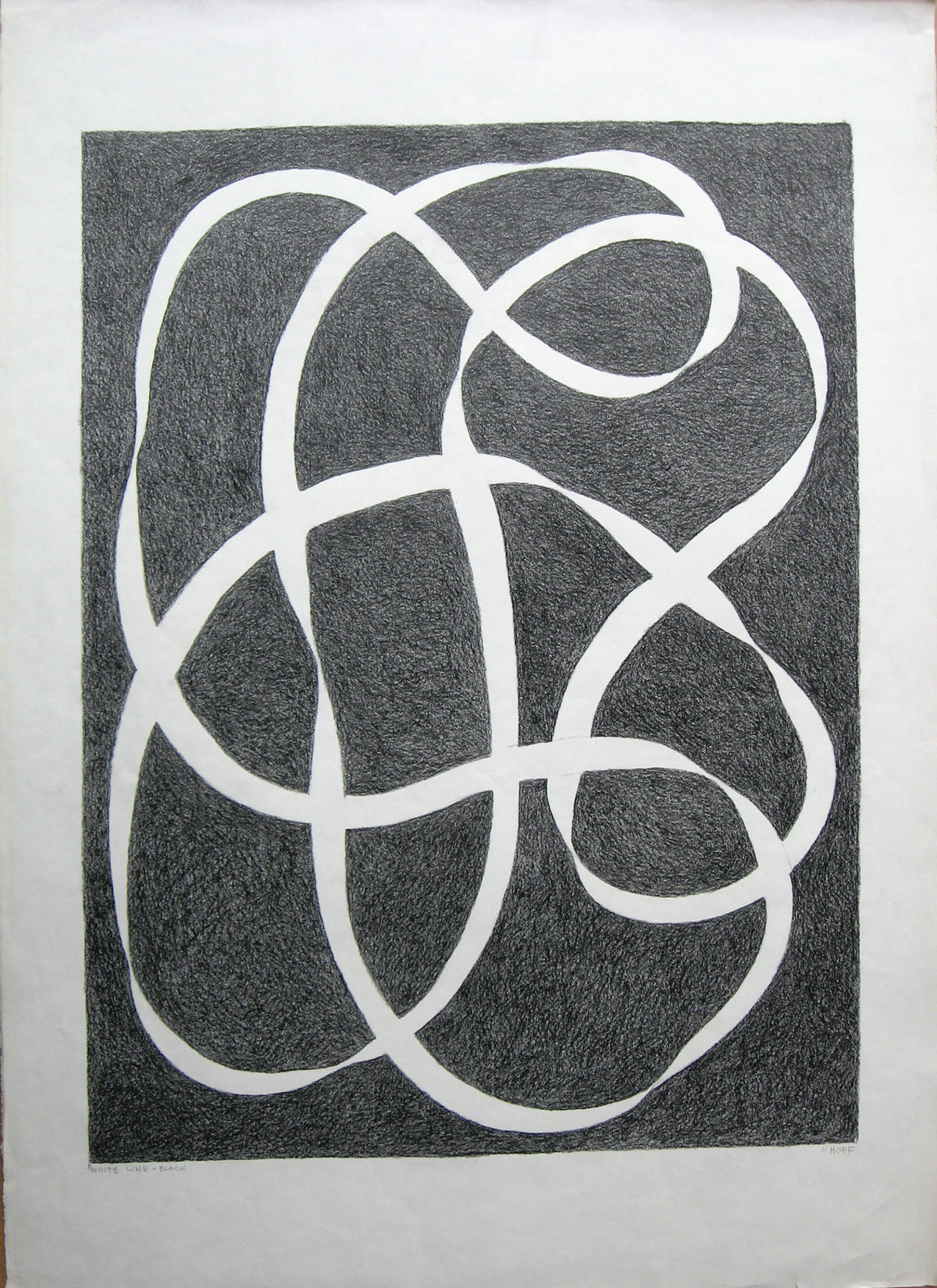 White Line - Black (Original Crayon Drawing), Drawing
