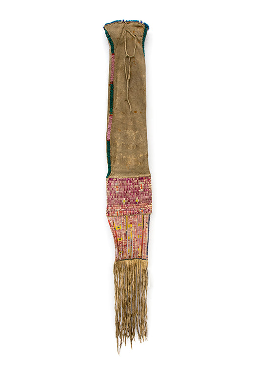 Tobacco Bag with Quillwork and Trade Beads, circa 1850-1875