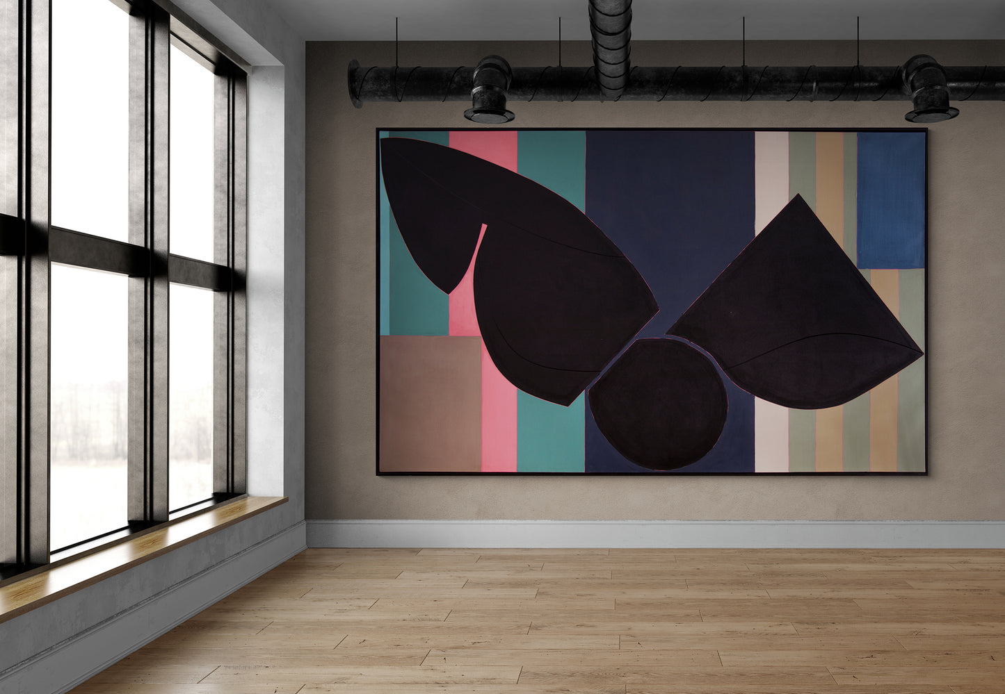 Somethin' Stupid (Abstract with Three Black Polygons), Painting, 1988