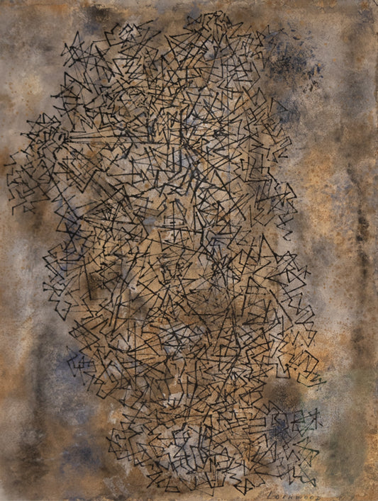 Web (Abstract in Black, Brown, Gray, and Ochre), Painting, circa 1950