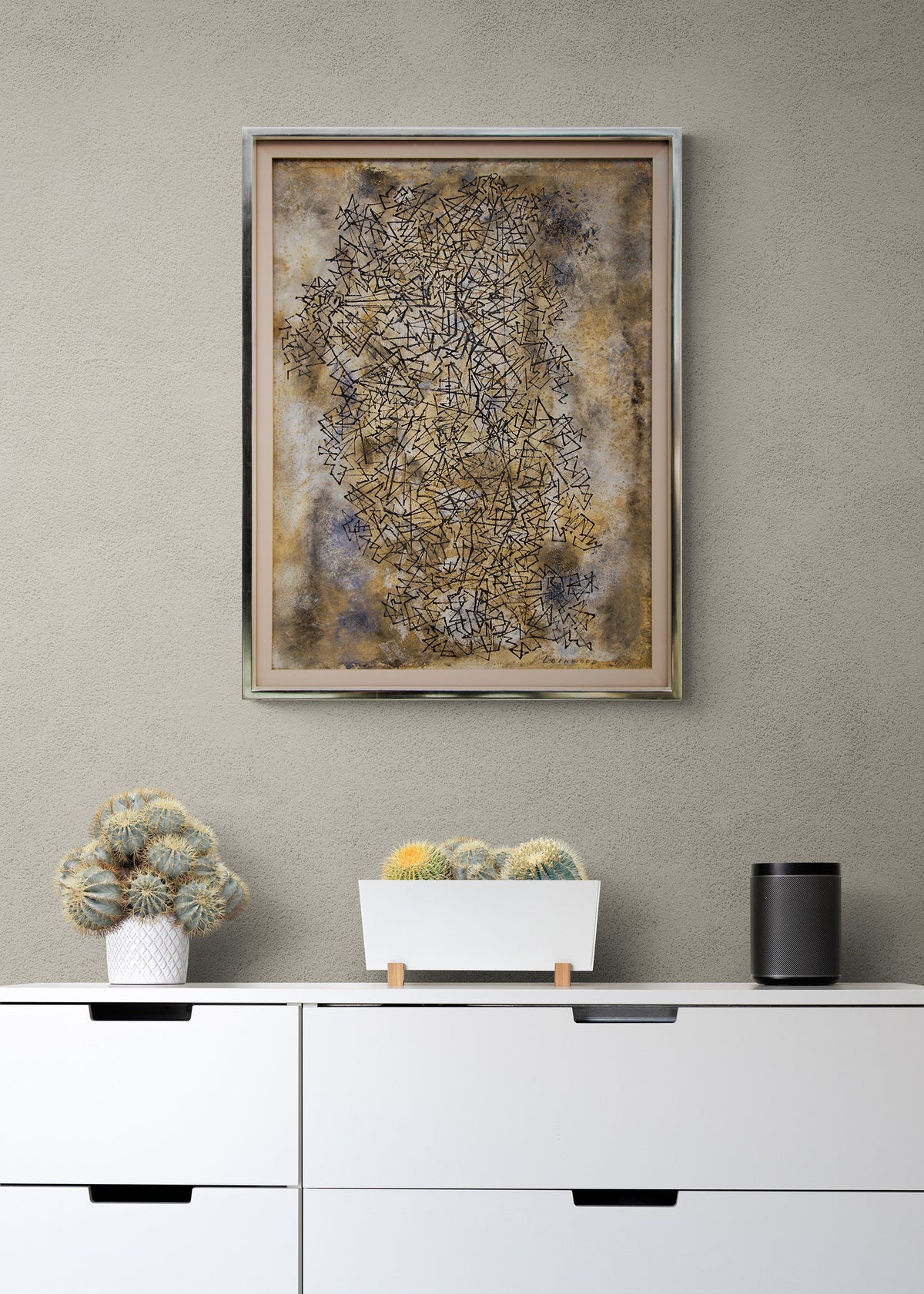 Web (Abstract in Black, Brown, Gray, and Ochre), Painting, circa 1950