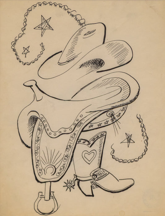 Hat, Saddle and Boot #1, Drawing, circa 1933