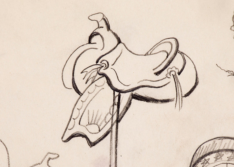 Saddle, Boot and Hat Sketches, Colorado, Drawing, circa 1933