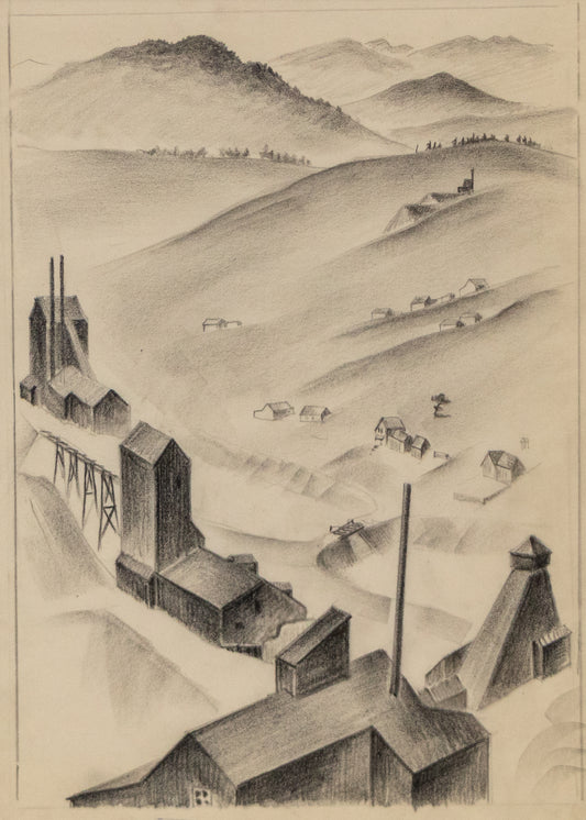 Mining Town, Colorado, Drawing, circa 1932