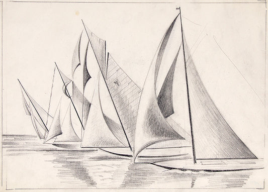 Sailboats, Drawing, circa 1932-1936