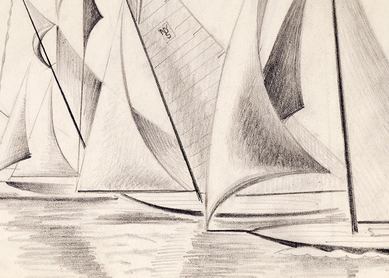 Sailboats, Drawing, circa 1932-1936
