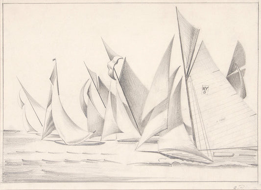 Sailboat Races, Drawing, circa 1932-1936