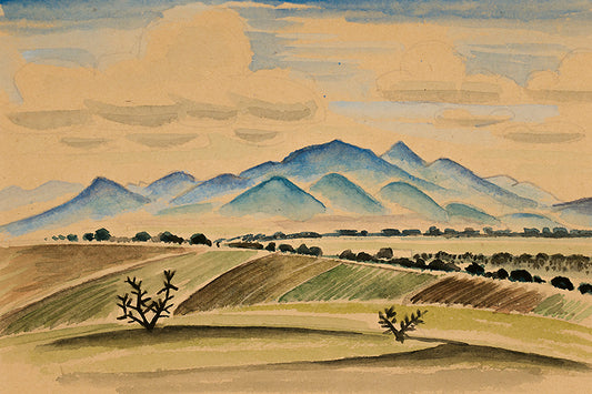 Fields and Mountains, New Mexico, Painting, circa 1927