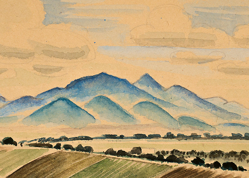 Fields and Mountains, New Mexico, Painting, circa 1927