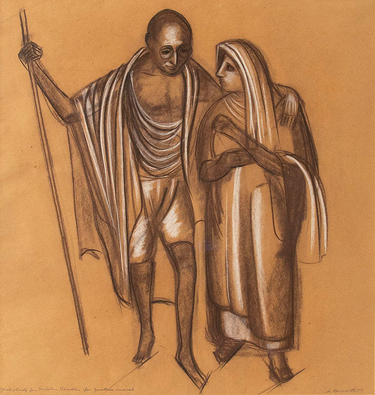 Mahatma Ghandi (Study for "Justice Through the Ages, Colorado" mural), Drawing, dated 1977