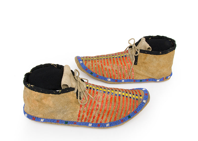 Late Classic Period Moccasins Beaded with Quillwork, circa 1875