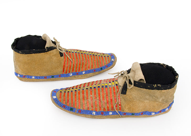 Late Classic Period Moccasins Beaded with Quillwork, circa 1875