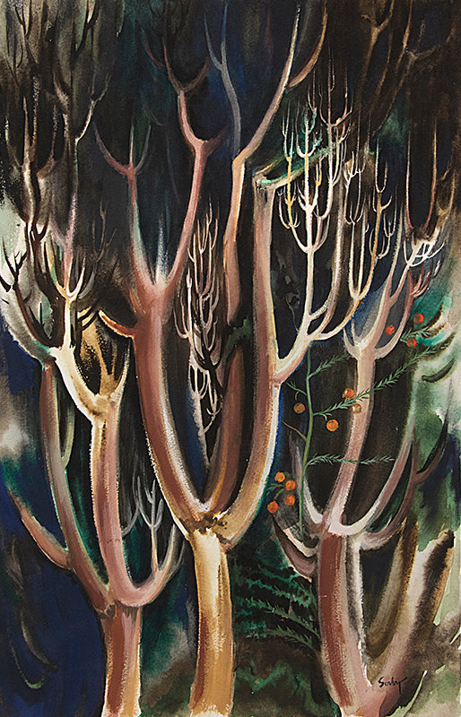 Untitled (Modernist Trees), Painting, circa 1940