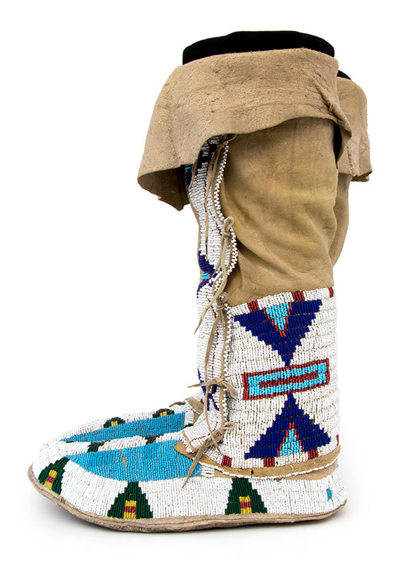 Sioux artwork for sale. Beaded Moccasins and Leggings, circa 1910, Denver, Colorado, Art Gallery)