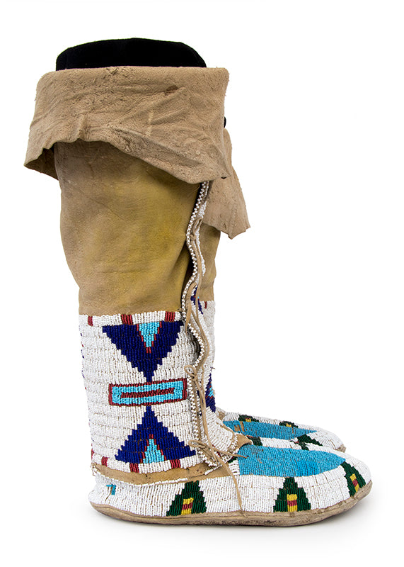 Sioux artwork for sale. Beaded Moccasins and Leggings, circa 1910, Denver, Colorado, Art Gallery)