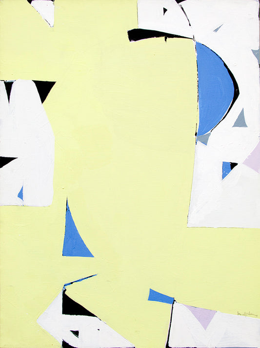 Yellow Sun (Abstract in Yellow, Blue, White & Black), Painting, circa 1975