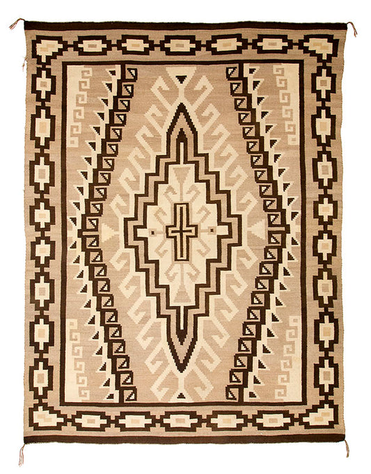 Two Grey Hills Trading Post Rug with Cross Motif