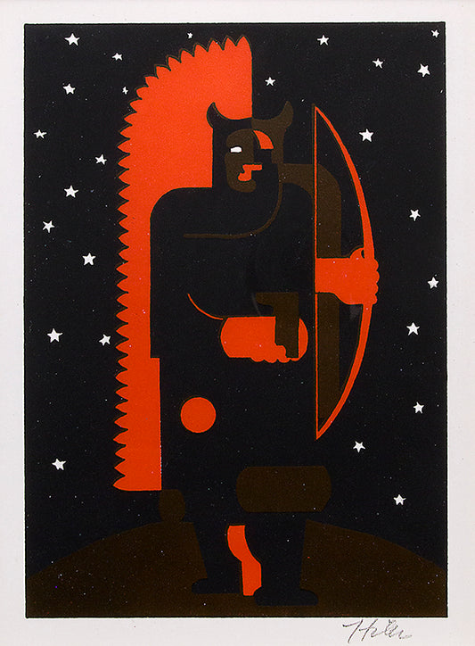 Indian with Bow in Fox Costume, Print, 1934