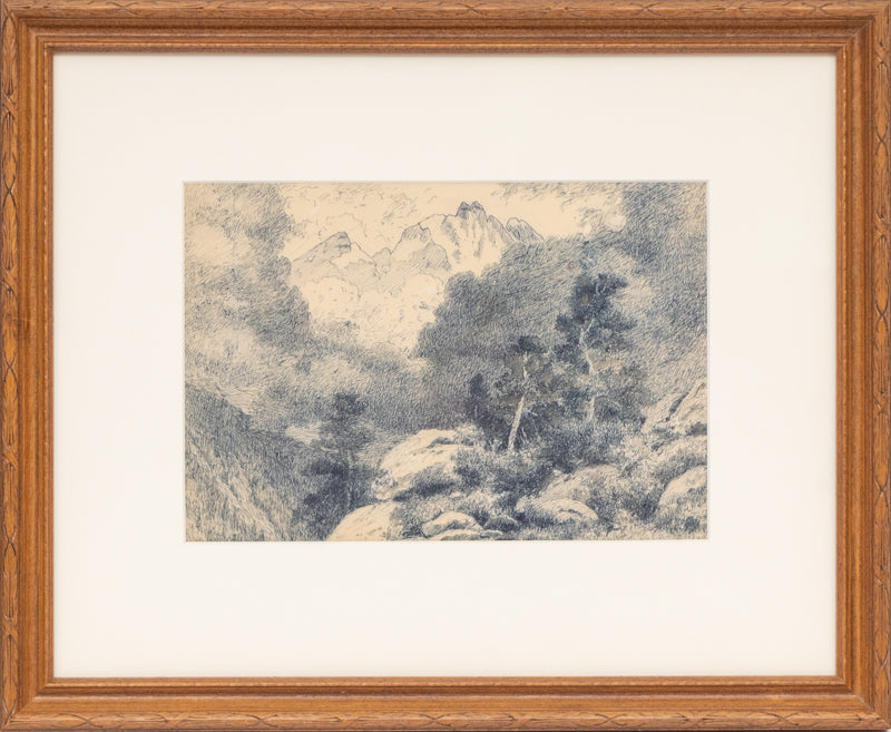 Untitled (Storm in the Rockies, Colorado Mountain Landscape), Drawing