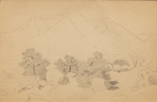 Untitled (Sketch of Mountains and Scrub), Drawing, circa 1910