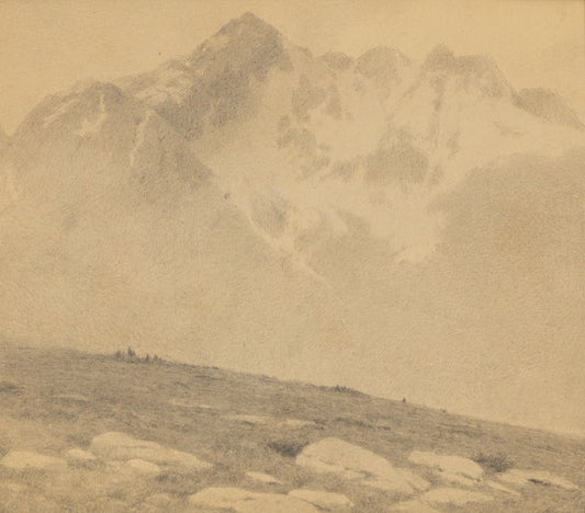 Untitled (Snow Capped Mountain and Tundra Landscape), Drawing, circa 1910