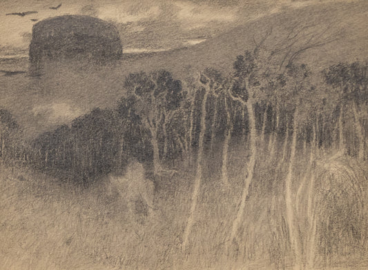 Untitled (Forest Landscape with a Ghost Horse Rider), Drawing, circa 1910