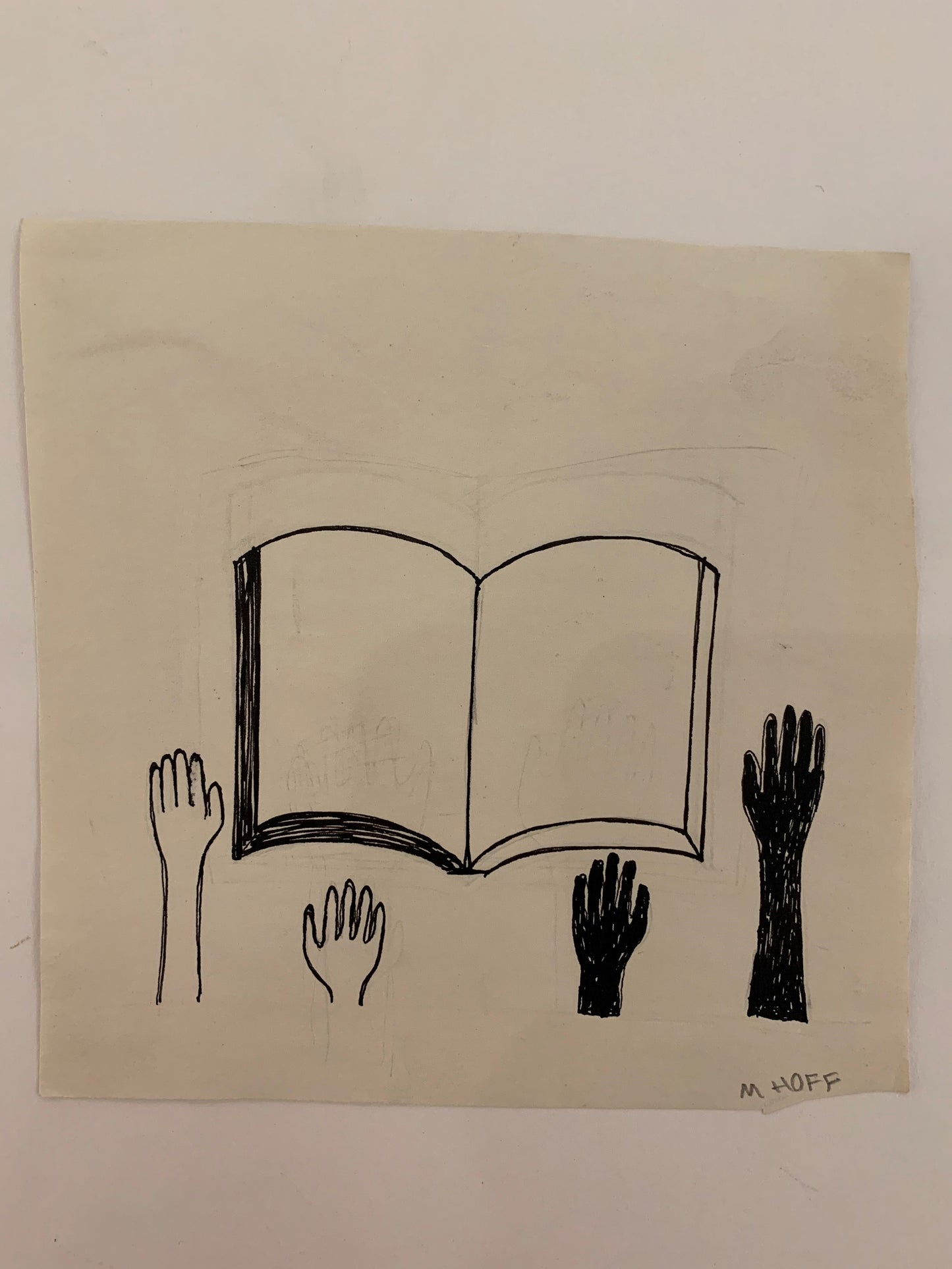 Untitled (Blank Book with Hands), Drawing