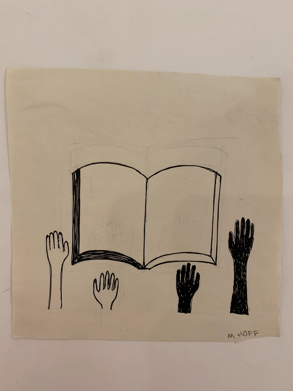 Untitled (Blank Book with Hands), Drawing