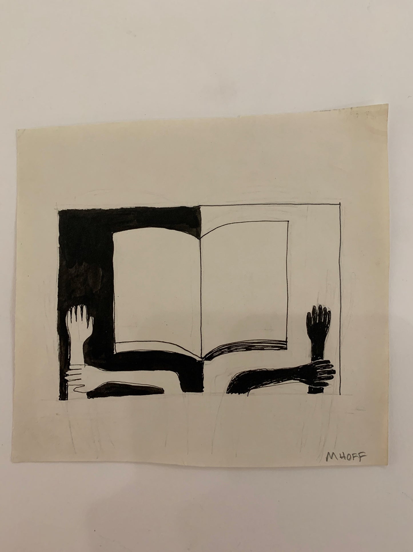 Untitled (Blank Book with Three Hands), Drawing