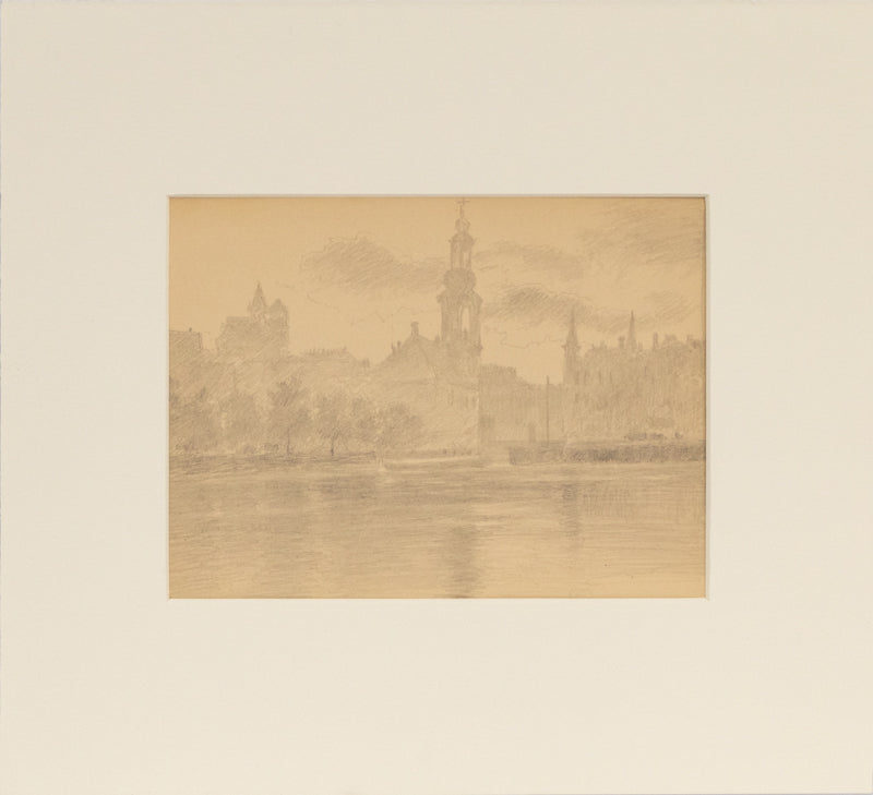 Untitled (Church on Lake, Como), Drawing, circa 1910