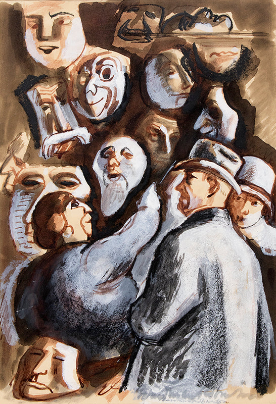 Boardman Robinson, The Vendor of Masques, circa 1930, gouache on paper Painting