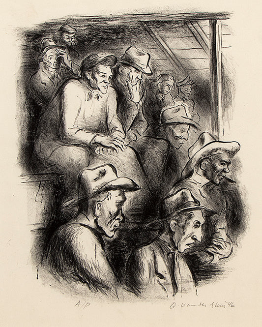 Cattle Auction (Men Observing a Livestock Auction), Print, 1946