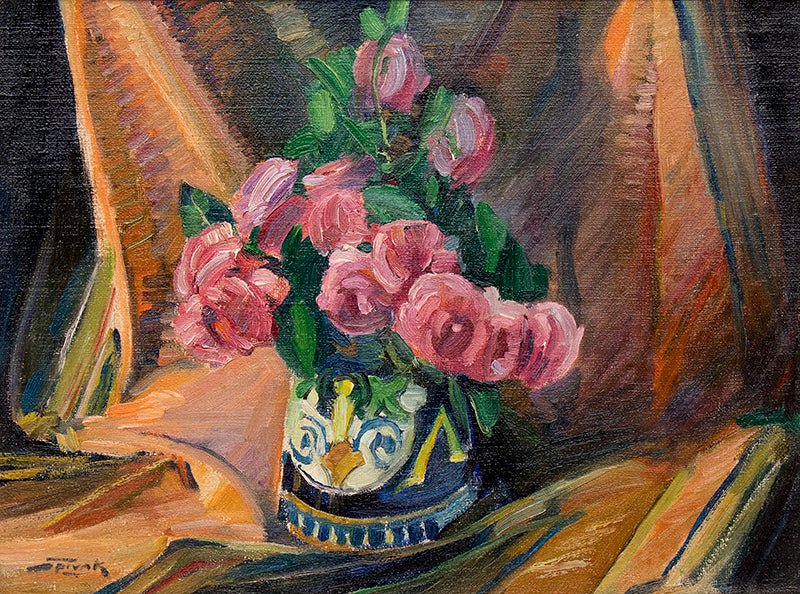 David Spivak (1893-1932) artwork for sale. Untitled (Still Life with Pink Roses), Painting, Denver, Colorado, Art Gallery)