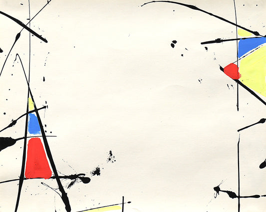 Untitled (Abstract in White, Black, Red, Blue, and Yellow), Painting, circa 1970