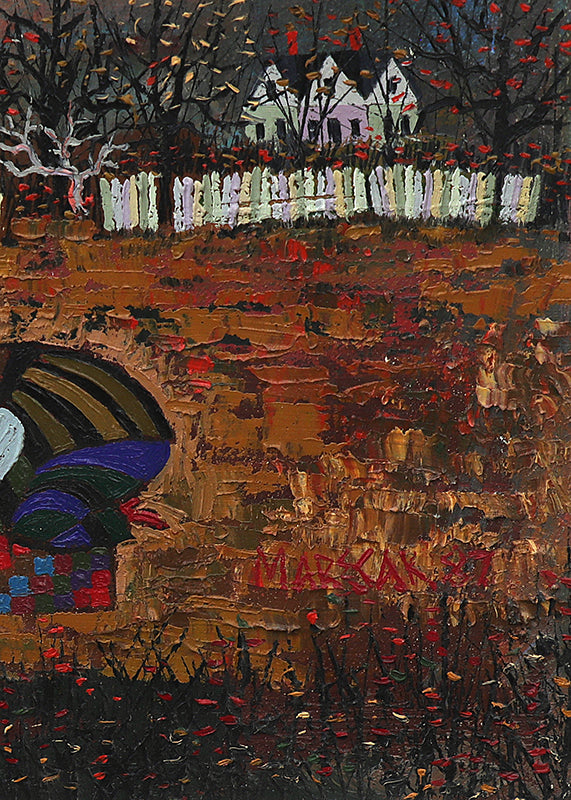 Autumn Harvest (Autumnal Landscape with Seven Women), Painting, 1987
