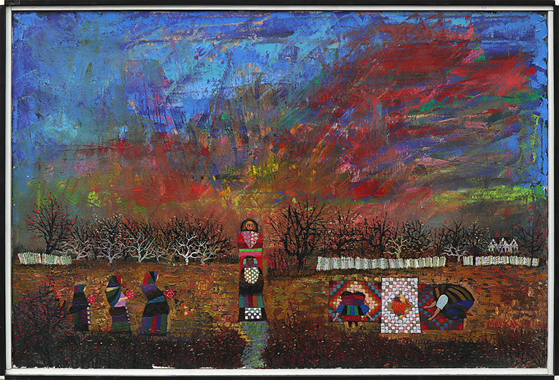 Autumn Harvest (Autumnal Landscape with Seven Women), Painting, 1987