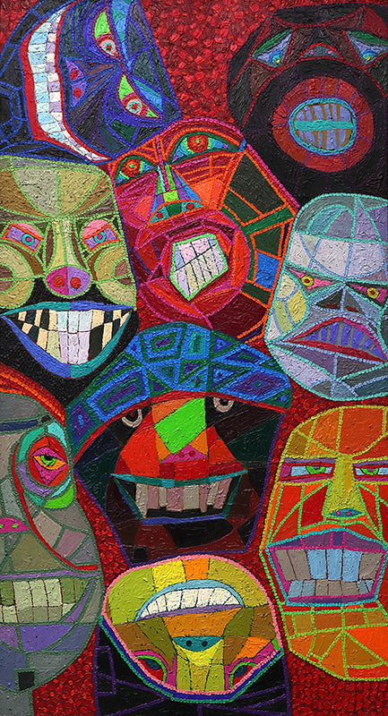 Edward Marecak (1919-1993) artwork for sale. Masks, Painting, 1980, Denver, Colorado, Art Gallery)